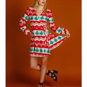 Shinesty Red Ryder Knit Print Wrap Dress Size M